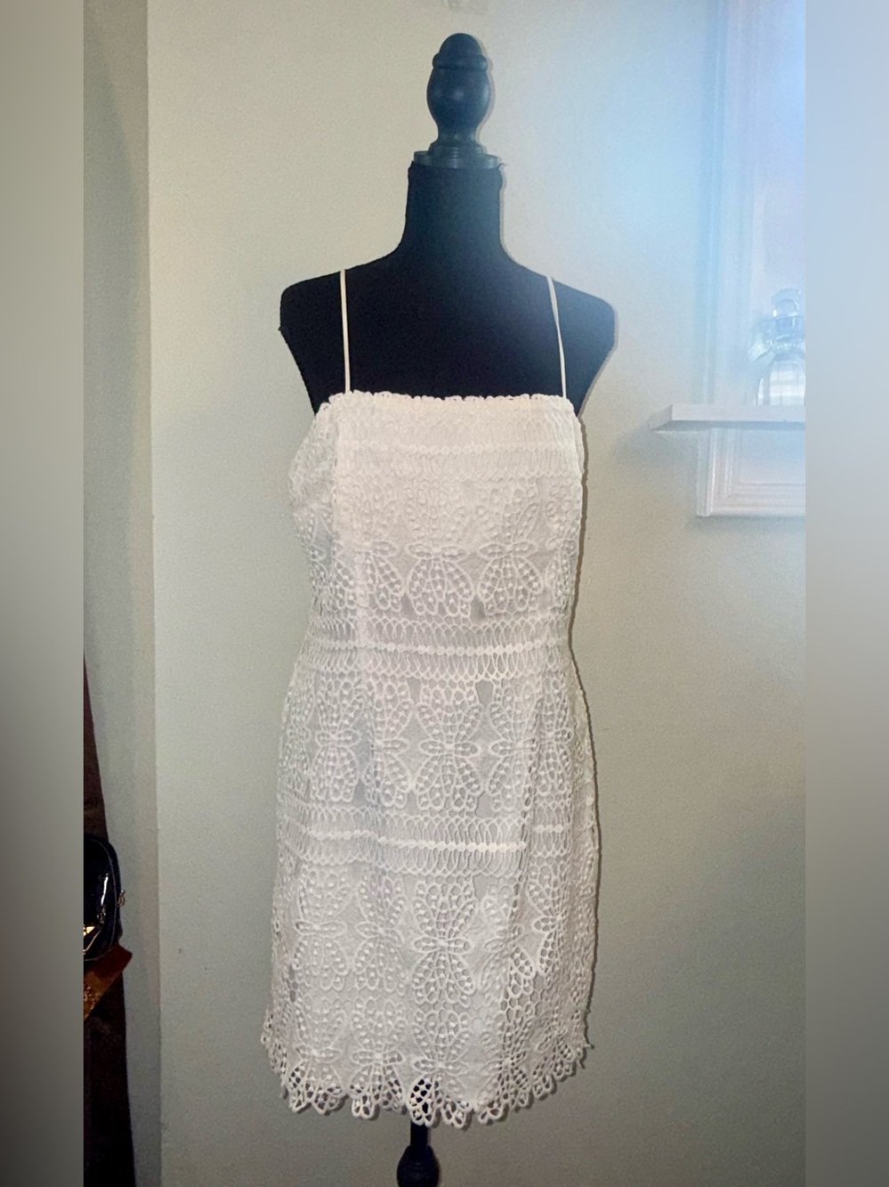Lulu's White Lace Spaghetti-Strap Mini Dress